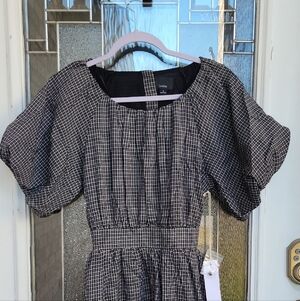 Women's Black and White Checkered Dress With Open Back. Small